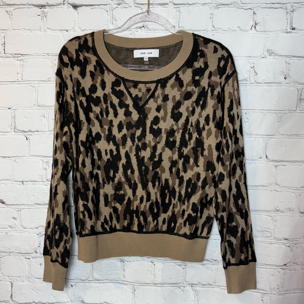 John + Jenn Leopard Print Sweater - Black and Tan
